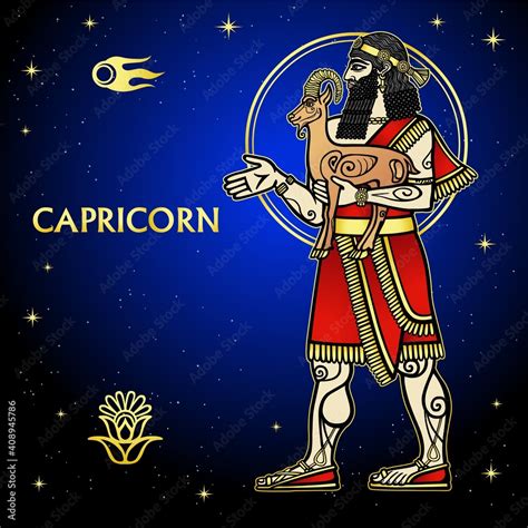 Cartoon Color Illustration Zodiac Sign Capricorn Character Of