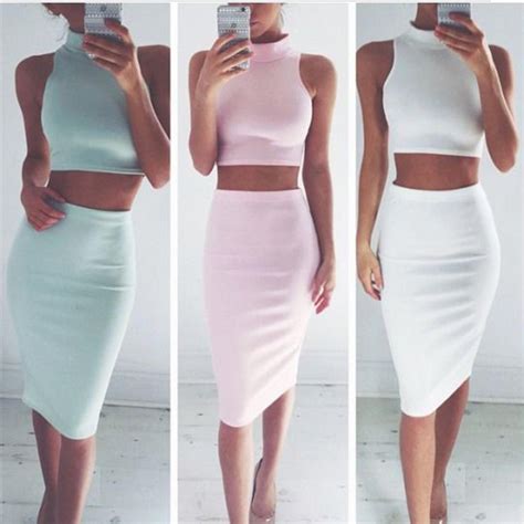 2016 new fashion crop top with bodycon skirt sexy suits summer clothing two piece set e144 on luulla