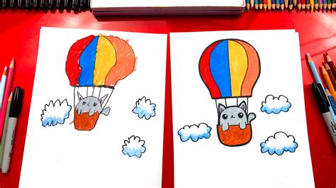 Li'l petey (aka cat kid), is the secondary protagonist in the dog man series, and the main protagonist of cat kid comic club (book). How To Draw A Kitten In A Hot Air Balloon - Art For Kids Hub