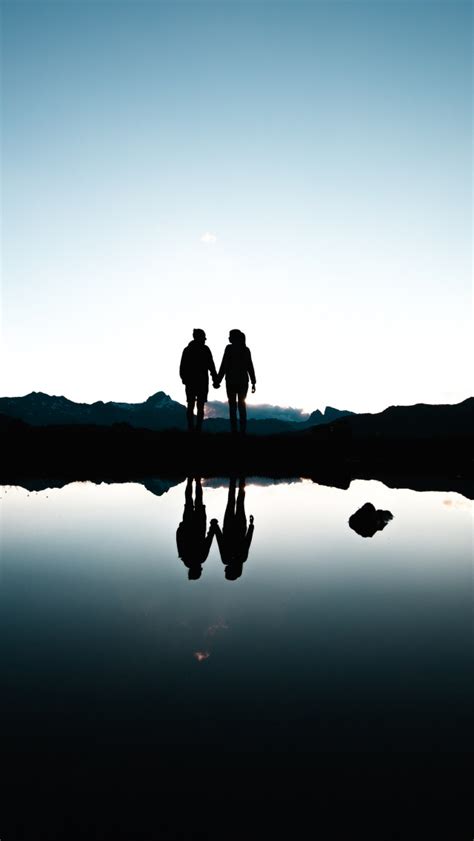 Couple Wallpaper 4k Silhouette Together Holding Hands Romantic