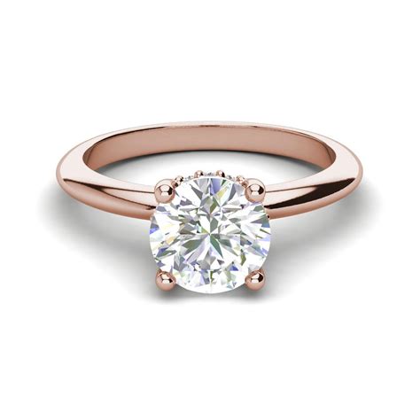 Solitaire 155 Carat Vs2h Round Cut Diamond Engagement Ring Rose Gold