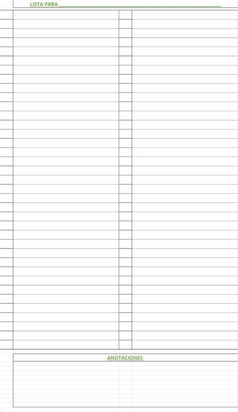 Hojas Excel Facil Check List O Lista Comprobación En Blanco