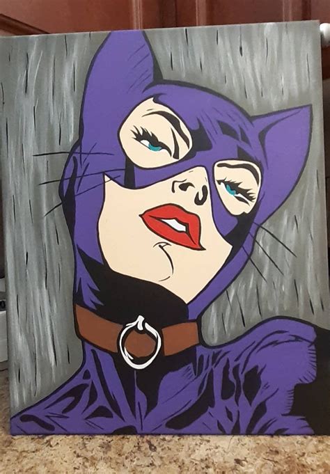 Catwoman Comic Popart On 16x20 Canvas Etsy Pop Art Painting Pop