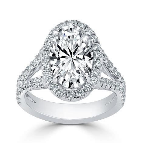 Oval Cut Halo Diamond Engagement Ring 5 14 Cttw In 14k White Gold