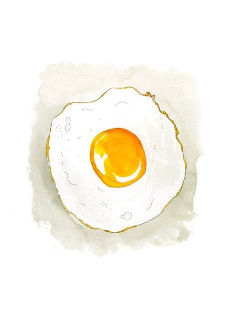 Egg Sunny Side Up Watercolor Art Print Egg Watercolor Watercolor Art