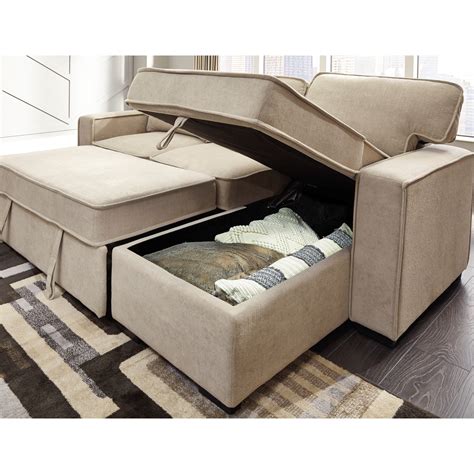 Signature Design By Ashley Darton Sofa Chaise With Pop Up Bed And Storage