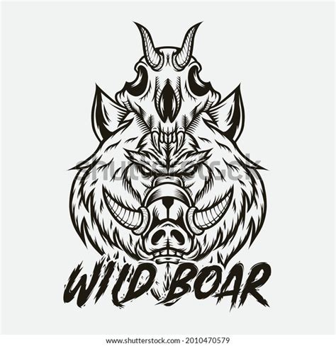 Wild Boar Line Art Isolated Vector Stock Vector Royalty Free