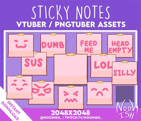 Pink Vtuber Pngtuber Sticky Note Funny Stream Etsy Australia