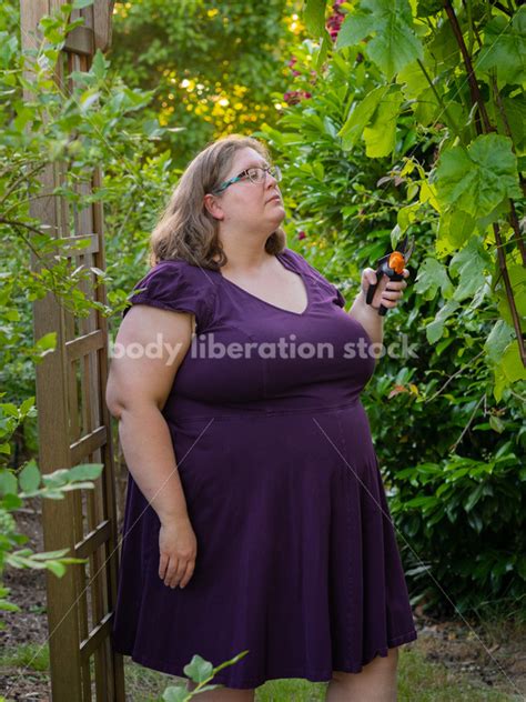 Body Positive Stock Photo Fat Woman Gardening Body Liberation For
