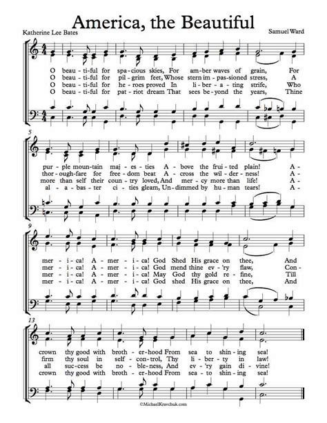 Free Choir Sheet Music America The Beautiful Michael Kravchuk