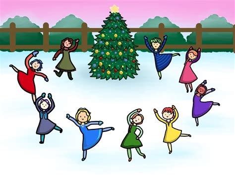 Merry Christmas All I Drew 9 Ladies Dancing Around The Christmas Tree