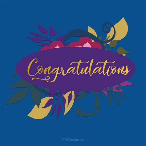 Congratulations Card Free Printable Floral Blue Purple Nycdesign