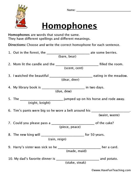 Homophones Fill In The Blank Worksheet Have Fun Teaching Homophones Worksheets Homophones