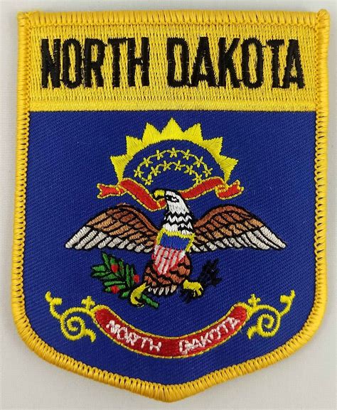 North Dakota State Shield Patch Badge Embroidered Iron On Etsy