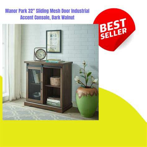 Manor Park 32 Sliding Mesh Door Industrial Accent Console Only 5246