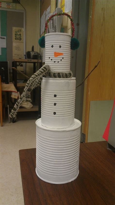 12 Inch Snowman Made From Tin Cans Decorações De Natal Caseiras