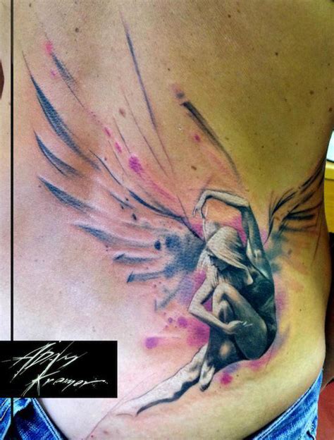 Sitting Angel Aquarelle Tattoo By Adam Kremer Best Tattoo Ideas Gallery