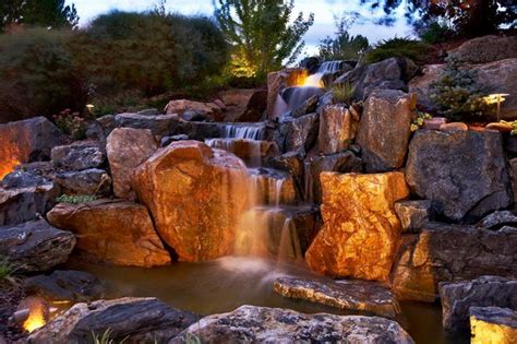 Naturalistic Rock Waterfall Lighting American Design Landscape9964