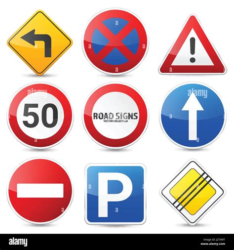 Road Signs Collection Isolated On White Background Road Traffic