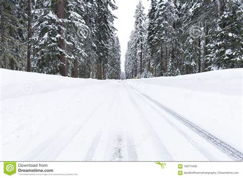 Snowy Road With Icy Conditions Stock Photo Image Of Snowy Natural
