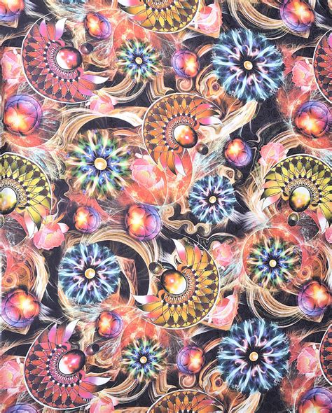 Multi Color Fabric With Self Weave And Digital Printed Flowers