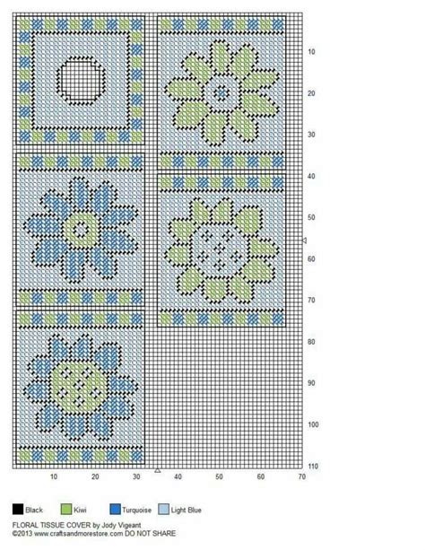 Plastic canvas pattern is a fun way to make cute houses, sewing baskets and tissue boxes. FLORAL TISSUE BOX COVER by JODY VIGEANT … | Plastic canvas ...
