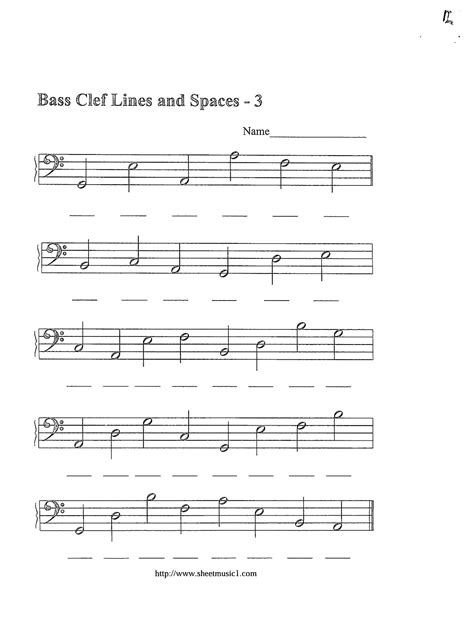 11 Best Images Of Bass Clef Spaces Worksheets Treble Clef Line Notes