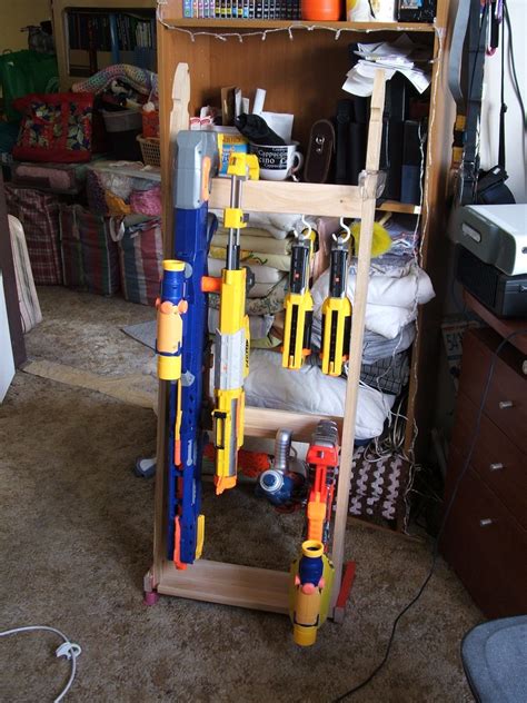 Simply nail it to a wall and you've got yourself a personal artillery. Nerf Gun Rack | This is my new Nerf gun rack to store my ...