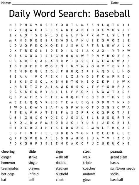Baseball Word Search Puzzles Wordmint
