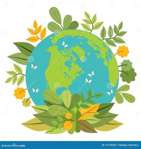 Ecology Concept Green Planet Earth Day Stock Vector Illustration Of