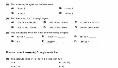 Integers | Integers worksheet, Math worksheets, Math worksheet