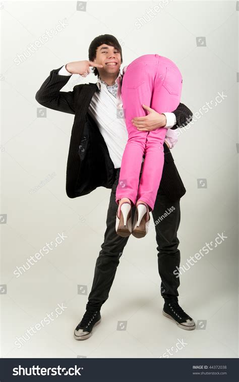 Young Man Carrying Woman On His Stock Photo 44372038 Shutterstock