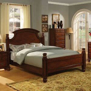 Solid Wood Gabrielle Dark Cherry Finish Bed Frame Set