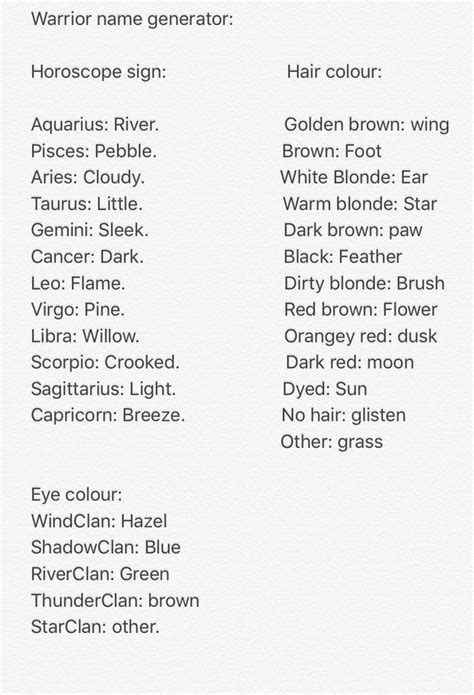 We did not find results for: Pin by Megan Weil Horton on Warrior Cats | Warrior name ...