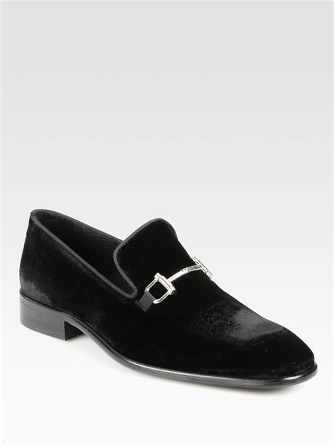 Saks Fifth Avenue Bitdetailed Velvet Loafers In Black For Men Lyst
