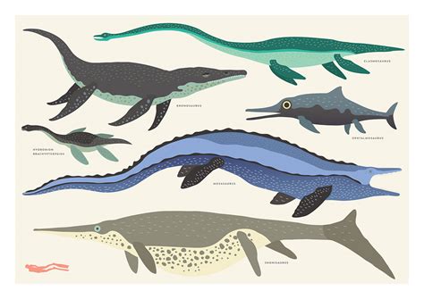 Dinosaurs Pterosaurs And Marine Reptiles Prints On Behance