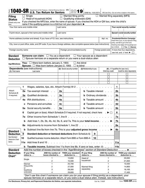 2019 Irs Tax Form 1040 Sr 2021 Tax Forms 1040 Printable
