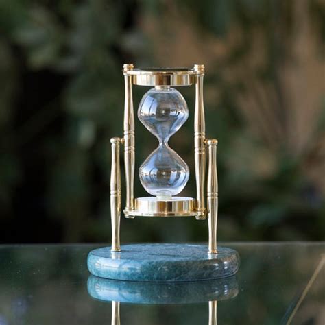 Rotating Green Marble And Brass Urn Fillable Hourglass Etsy
