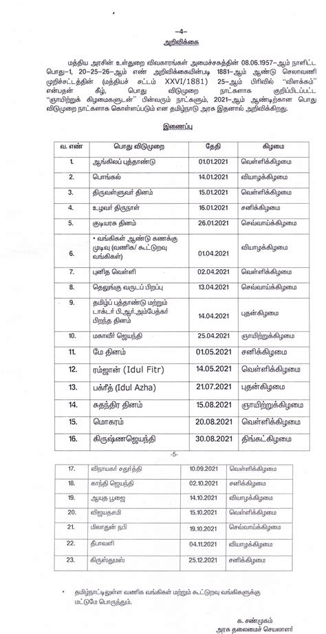 Tamil Nadu Government Holidays 2021 Holiday List 2021