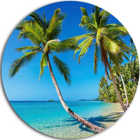 Tropical Beach Thailand Landscape Photo Round Metal Wall