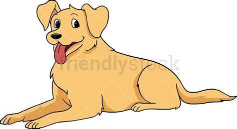 Golden Retriever Dog Lying Down Cartoon Vector Clipart Friendlystock
