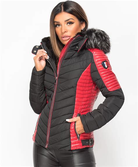 Ladies Womens Quilted Puffer Bubble Padded Jacket Fur Collar Winter