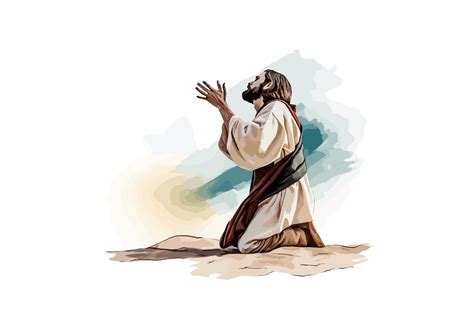 Svg Jesus Kneeling Praying Vector Illust Graphic By Lofianimations · Creative Fabrica