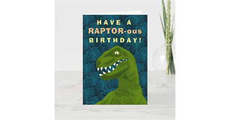 Funny Raptor Dinosaur Happy Birthday Pun Cool Holiday Card Zazzleca