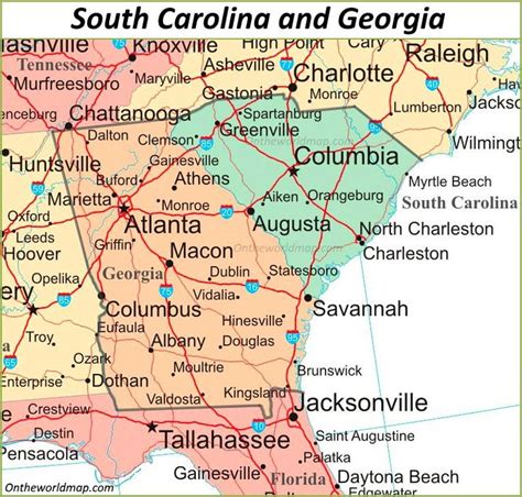Map Of Georgia And South Carolina Georgia Map South Carolina South Carolina Travel