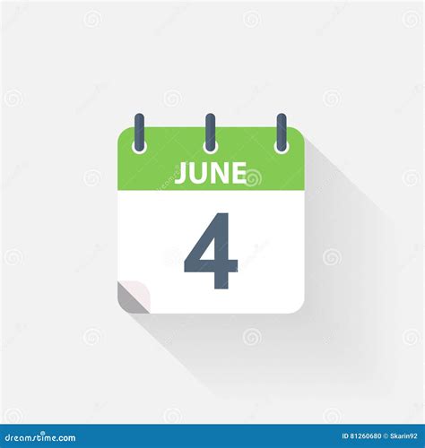 4 June Calendar Icon Stock Illustration Illustration Of Sign 81260680