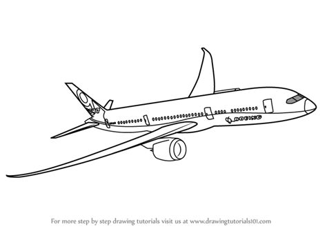 Learn How To Draw A Boeing 787 Airplanes Step By Step Drawing Tutorials