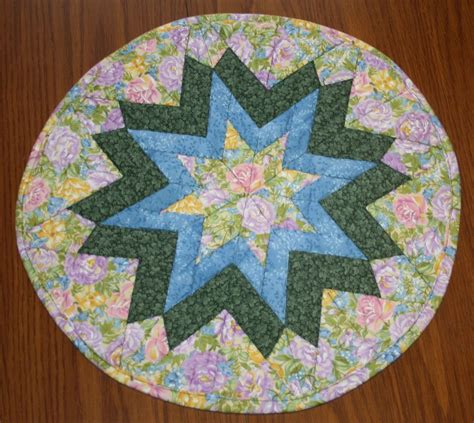Table Topper, Soft Roses, Round Table Topper, Quilted Table Topper, Handmade Table Topper, Table 