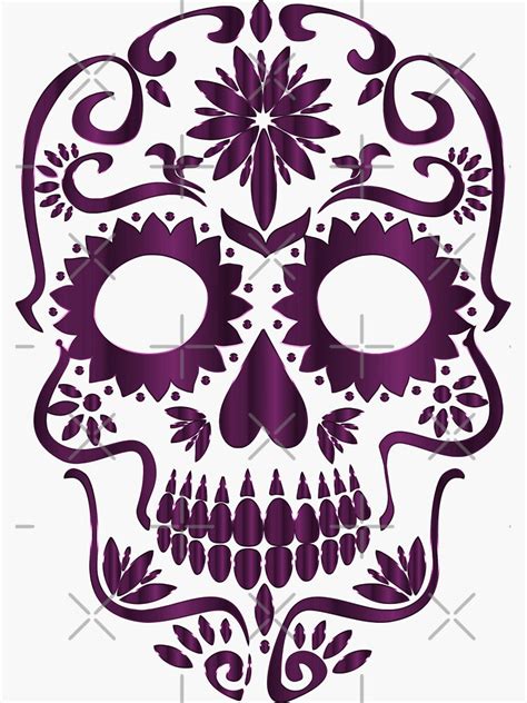 Purple Sugar Skull Sticker For Sale By Originaldp Redbubble
