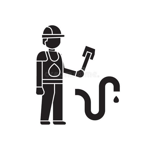 Plumber Working Black Vector Concept Icon Plumber Working Flat
